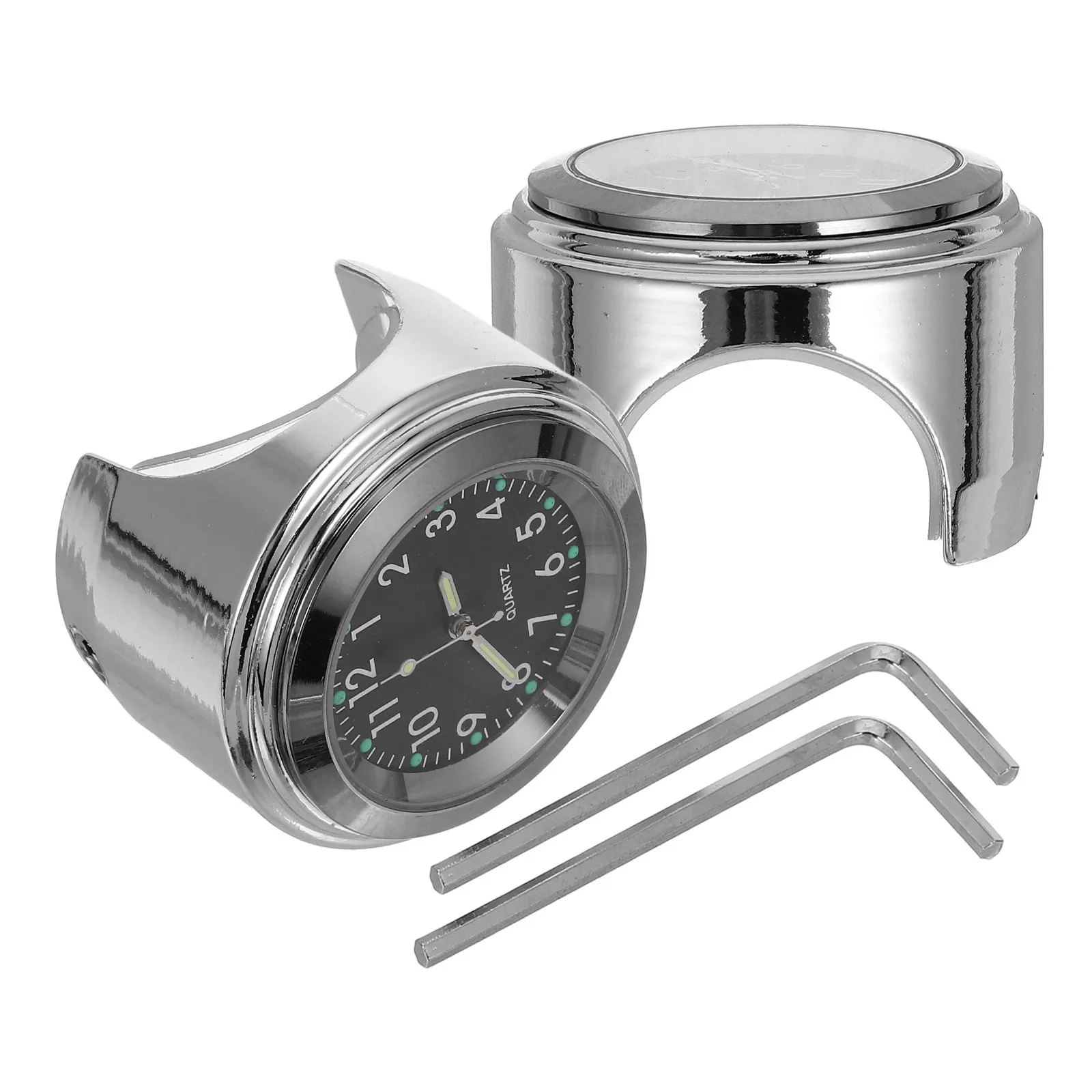

2Pcs Motorcycle Handlebar Clock Thermometer Aluminum Waterproof Corrosion Resistant for Vehicles 22-25Mm Motorcycle