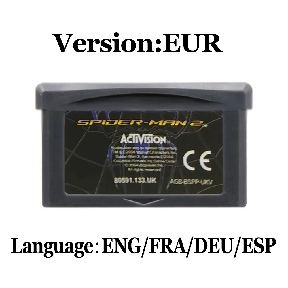 لعبة فيديو خرطوشة بطاقة وحدة التحكم ، سلسلة الرجل العنكبوت ، غبا ، سب ، دس ، رجل 2 ، 32 بت