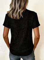Women Casual Short Sleeve Linen Blend Top Henley Neck Button Front Relaxed Fit Blouse Summer - Image 6