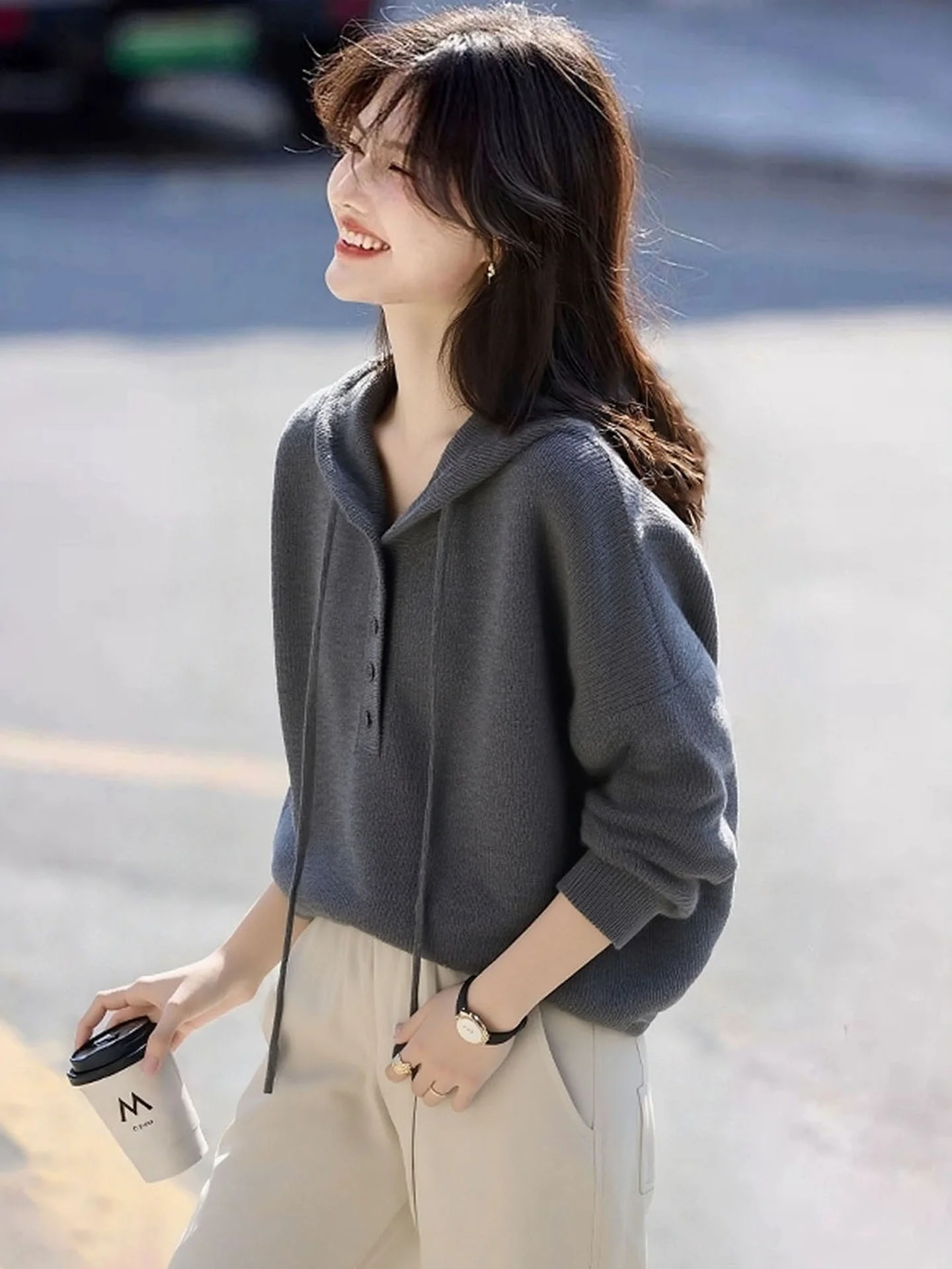 

Длинный вязаный топ с капюшоном в стиле ретро, повседневный тонкий зимний модный топ с капюшоном для женщин, 2023 г.