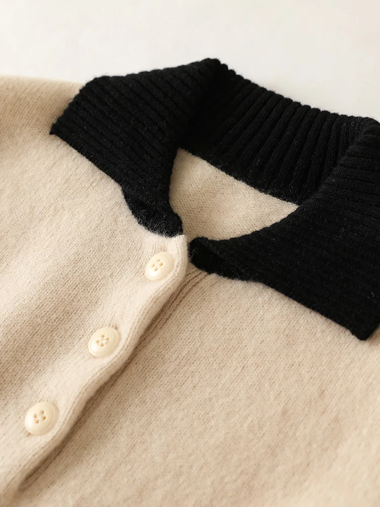 New Women Long Sweater Dress 100% Merino Wool Dress Autumn Winter Polo Collar Knitwear High Quality Poket Popular Cashmere Dress