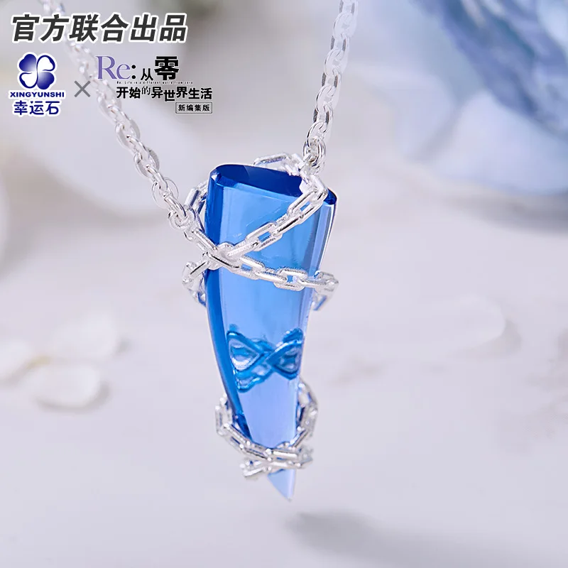 Re:Life in adifferent world from zero Re0 Rem Blue Corner Anime Necklace 925 Sterling Silver Pendant  Action Figure Gift