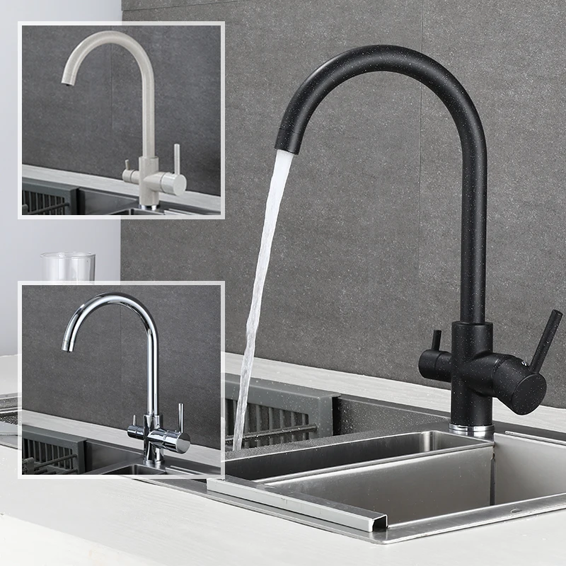 Drinking Water Purification Tap Beige&Chrome Kitchen sink Faucet mixer Design 360 Degree Rotation filtered Kitchen Faucet