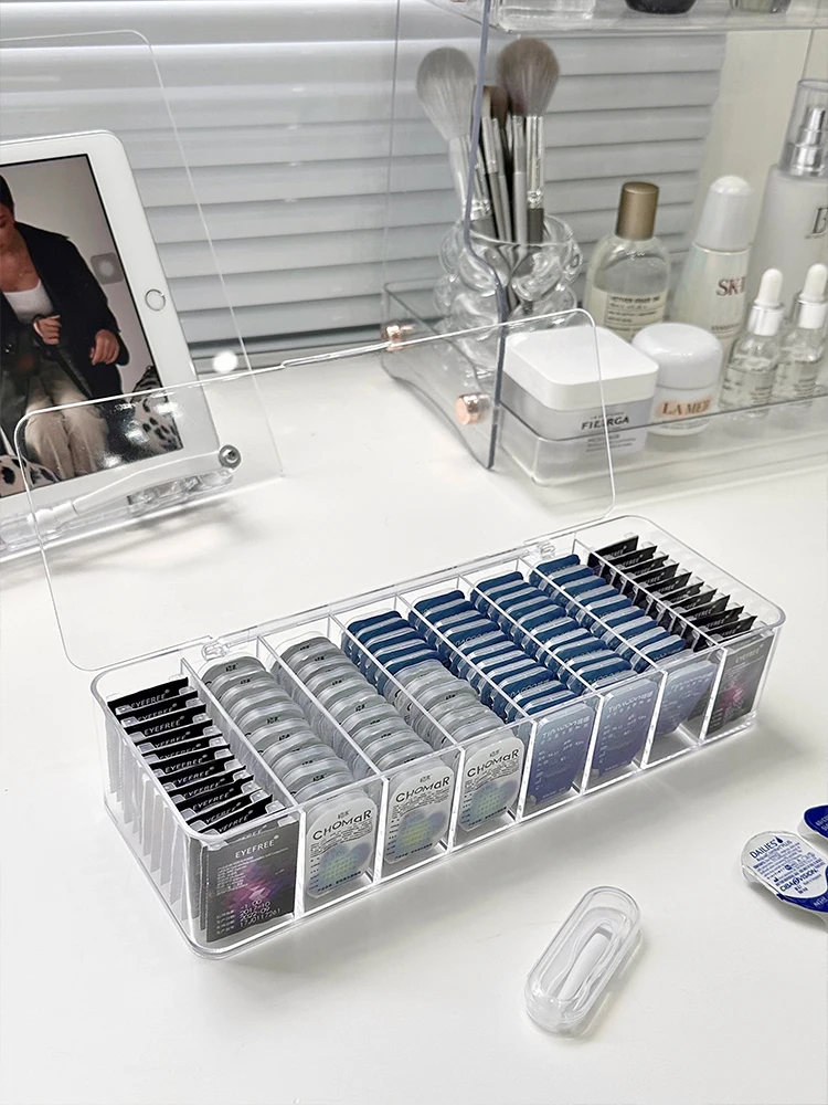 

Прозрачный пылезащитный портативный органайзер для ежедневного буксировки, большая емкость, акриловая коробка для хранения контактных линз