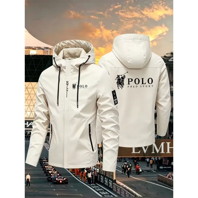 Waterproof Hooded Lightweight Jacket Men Printed Cycling Urban Windbreaker Hiking Casual for Rain with Pockets