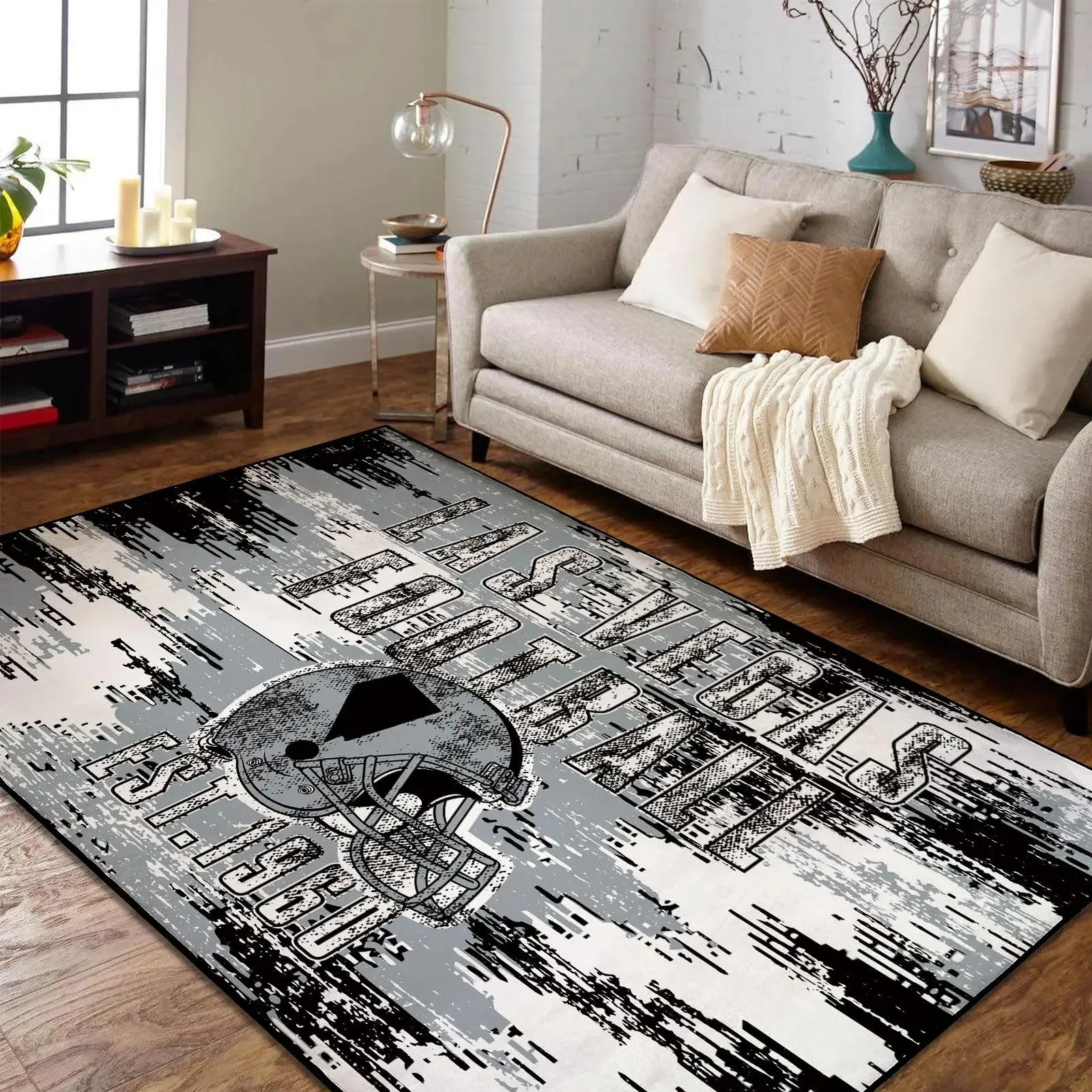 Fußbodenmatte mit Fußballteam-Motiv, inspiriert von den Dallas Cowboys, blau-weißer Aufdruck, rutschfester, waschbarer Teppich für Arbeitszimmer, Sportnische, Zuhause – Detail 7
