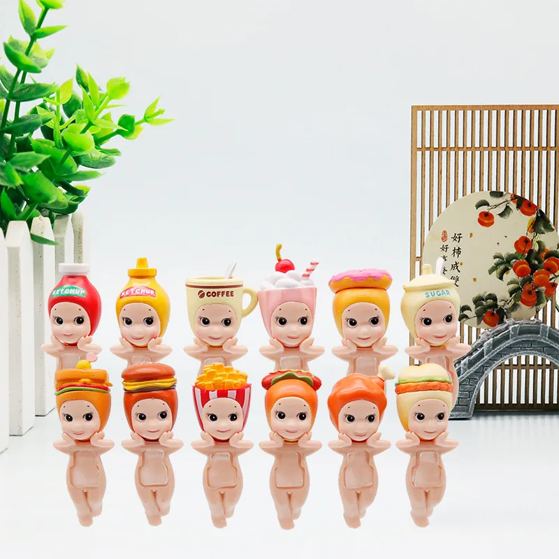 

New Hamburger, Coke, French Fries, Angel Figure Doll, Cheek Support, Blind Box Ornament, Mobile Phone Decoration