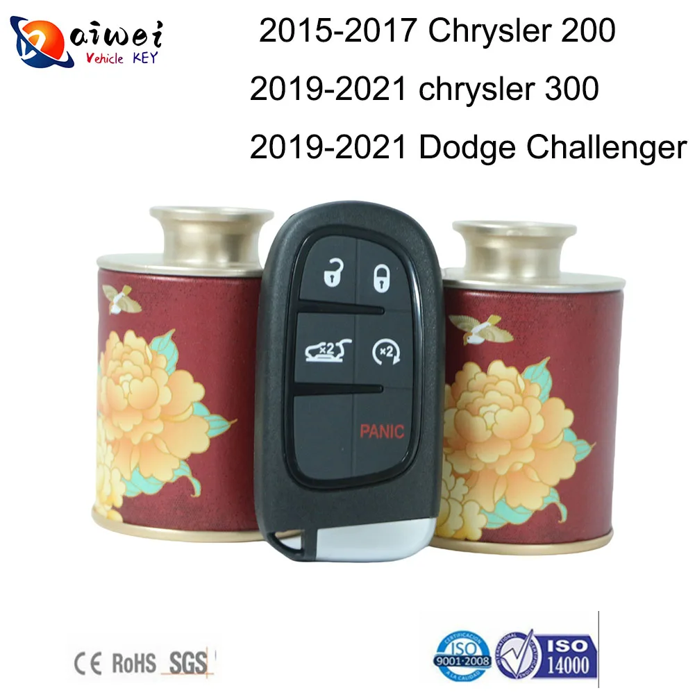 

433Mhz 5-Button Auto Key For Chrysler 200 300 for Dodge Challenger Blank Smart remote for year 2015-2021