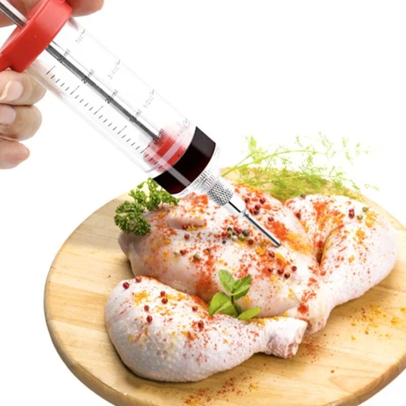 Inyector de condimentos de cocina, aguja de pavo, inyector de adobo, accesorios de cocina, aguja para parrilla, suministros para fiestas, herramientas para barbacoa, 1 ud.