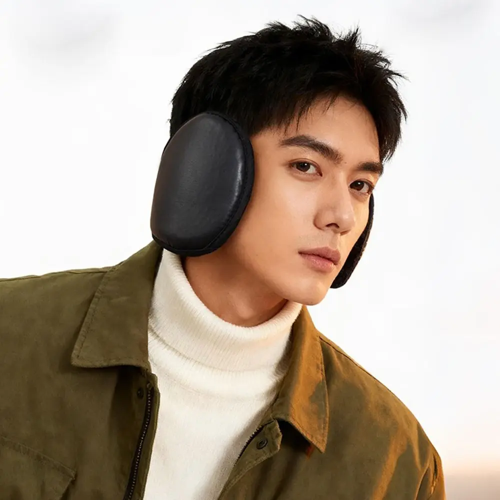 Durable Unisex Winter Earmuffs Anti Cold Wind PU Ear Protector Thicken Waterproof Ear Cover for Outdoor Cycling Ski