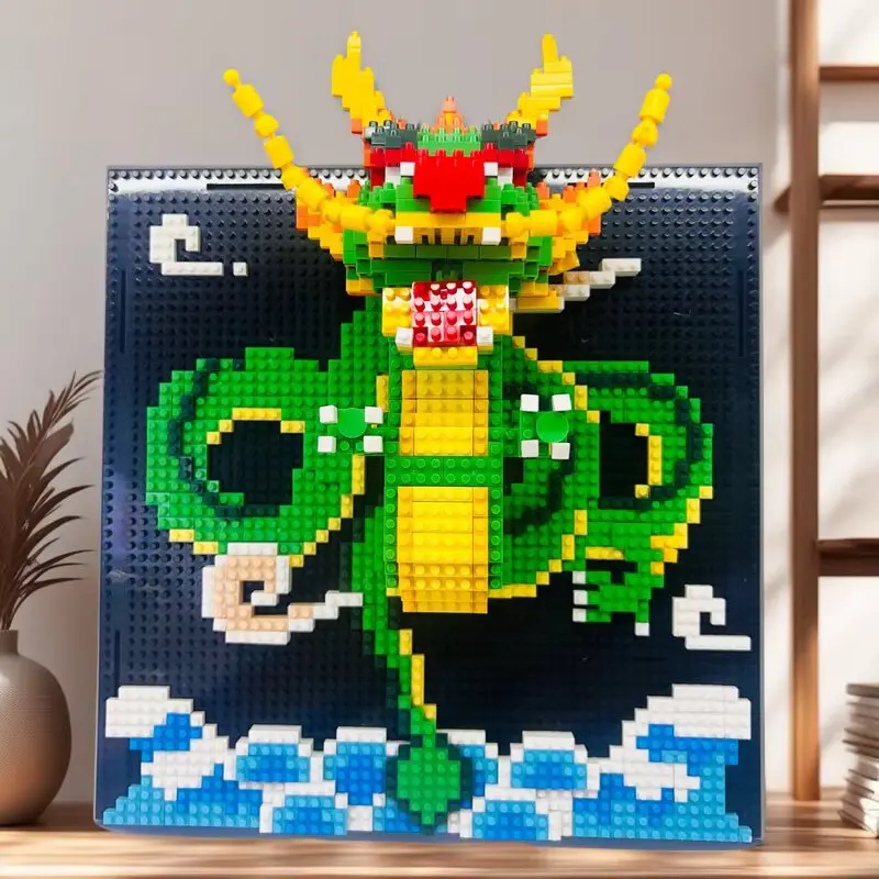 Large Quantity, High-Difficulty Level Adult Wall Art Chinese Dragon Building Block Set, Dragon Animal Model Mini Building Blocks for Home Decoration or Desktop Display, Creative Gift, Suitable for Teenagers Aged 14 and Above, 1147 Pieces, Suitable for Halloween, Christmas, Easter, Father's Day Gifts