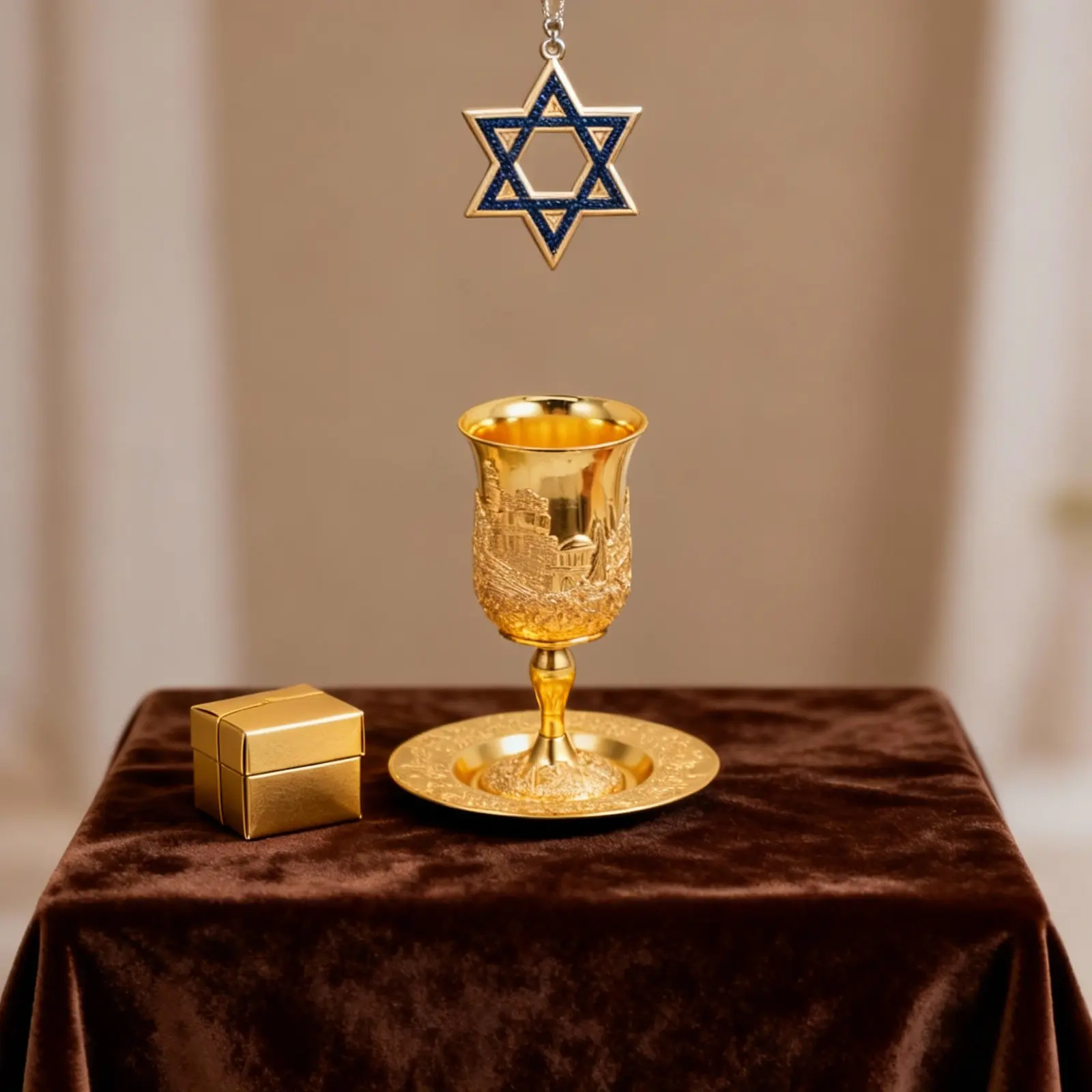 

Набор: металлическая чаша для кидуду с блюдцем, еврейская чаша для вина на Шаббат, подарок на Пасху, подарок на Шаббат, принадлежности для подношений