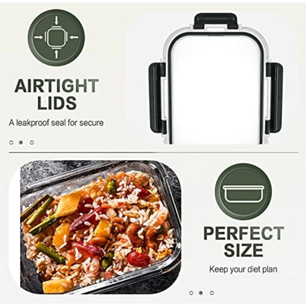 

10 Packs 30 oz Glass Meal Prep Containers,Glass Food Storage Containers with Lids,Airtight Glass Lunch Bento Boxes