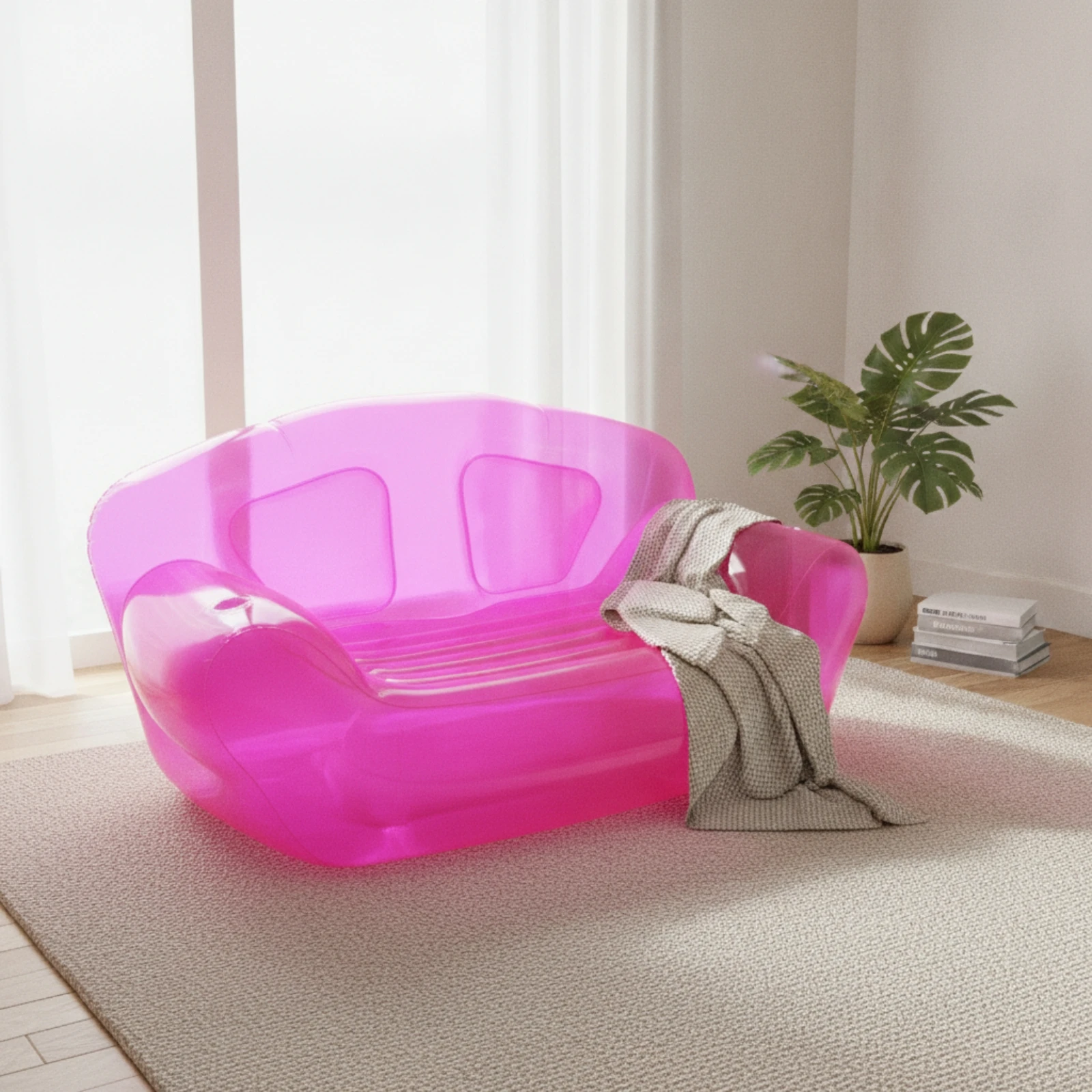Inflatable Sofa Transparent Lounge Chair Furniture Portable Seat Soft for Adults, Dorm Room, Apartments