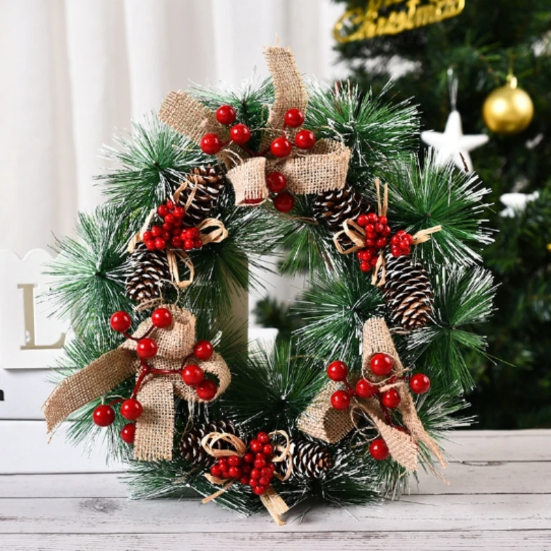 

Artificial Christmas wreath elk wreath Santa Claus snowman wreath many styles of Christmas home wall decoration