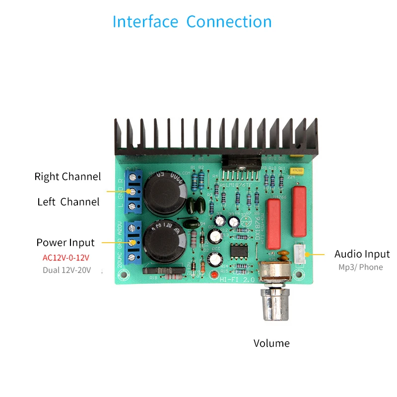 30W Audio Amplifier LM1876 2.0 Channels Stereo Hifi Power Amplifiers Board With JRC4558 Op-Amp