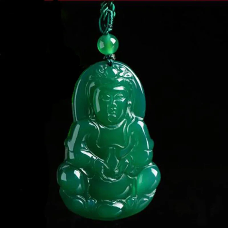 Natural ice-green chalcedony Avalokitesvara pendant green Bodhisattva Maitreya men and women jewelry necklace pendant