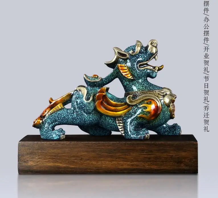 Limited Edition-best gift # TOP shop home business art Collection #Lucky Fire Unicorn dragon PIXIU bronze Sculpture decor ART