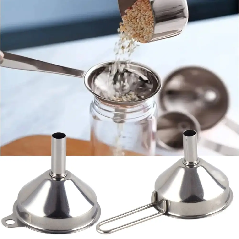 Wide Mouth Stainless Steel Funnel Kitchen Tool Spice Cooking Oil Filter Strainer Oil Spill Wine Spill Tool Filter Funnel