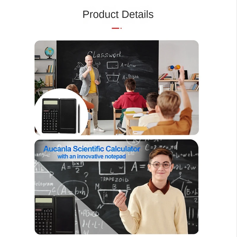Solar Scientific Calculator With Writing Tablet Functions Engineering Financial Calculator For School Students Office