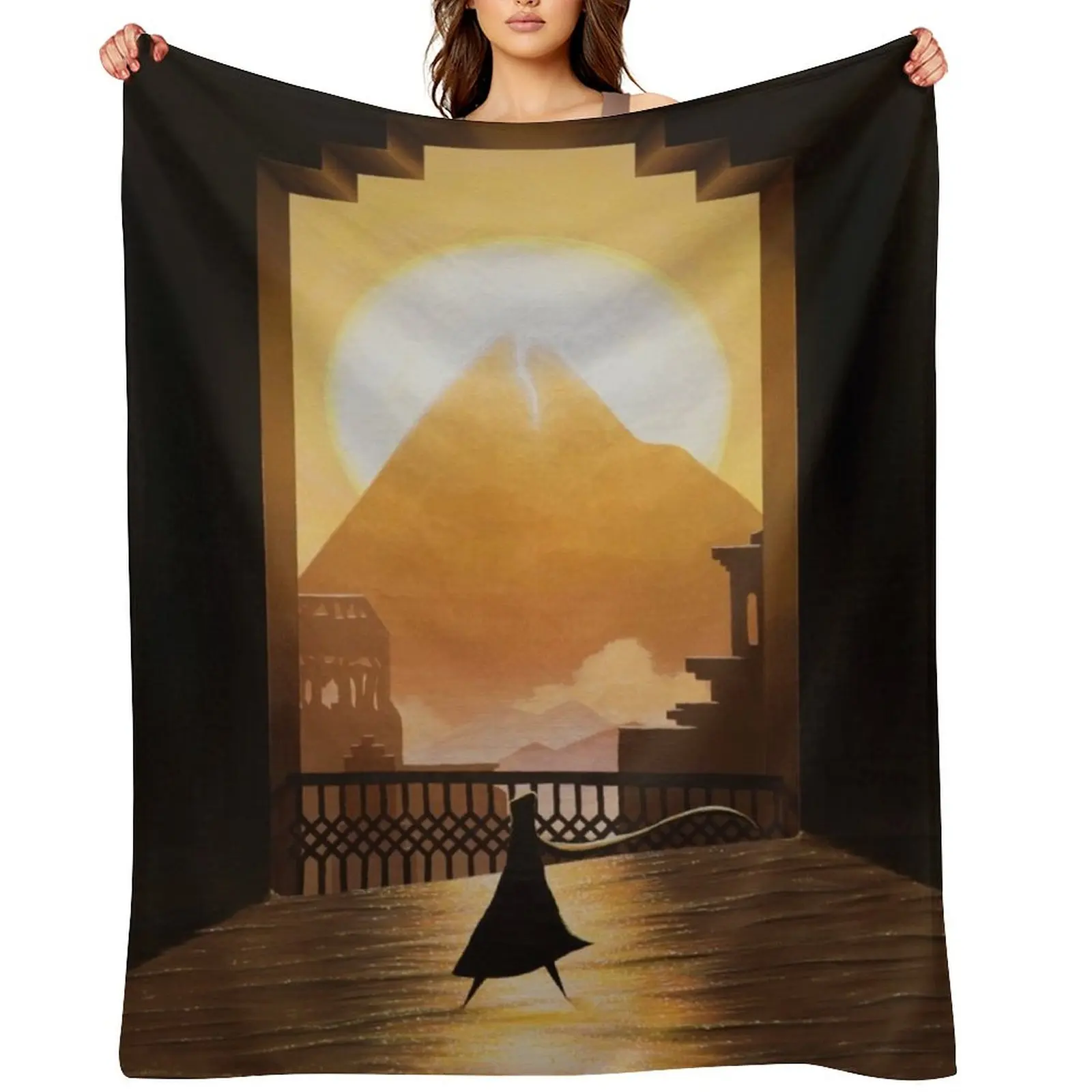 

Golden Sands Throw Blanket Flannel Fabric Extra Large Throw Beach Hairys Blankets