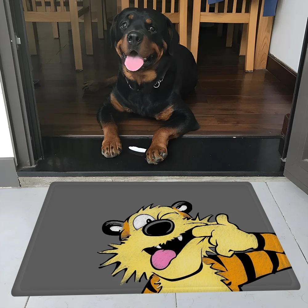 C-Calvin And H-Hobbes   Entrance Door Mat Rectangle Anti-slip Home Soft Badmat Front Door Indoor Outdoor Mat Toilet Rug