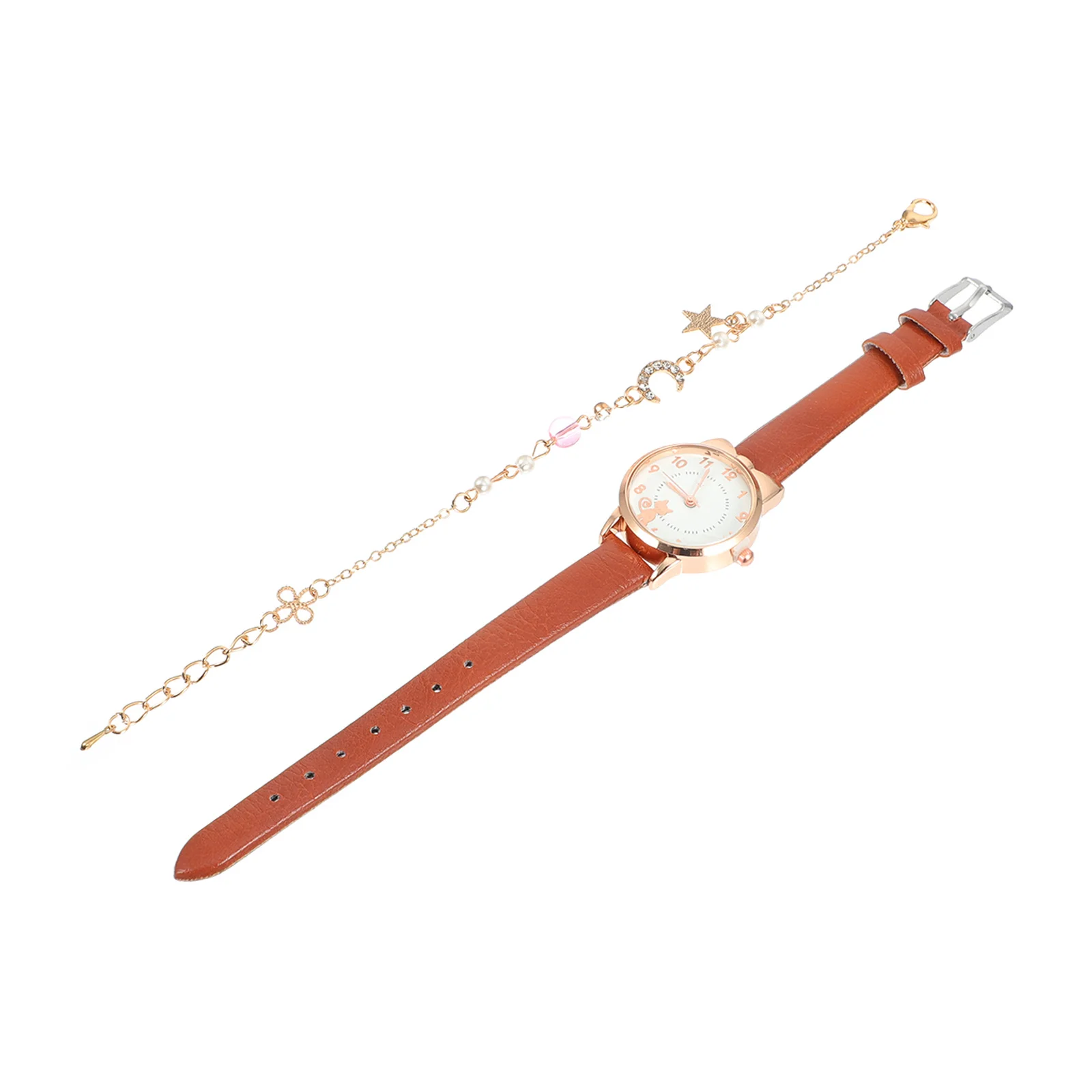 

Quartz Watch Set Women Moon Bracelet Strap Refined Elegant Birthday Christmas Gift Fashionable Durable