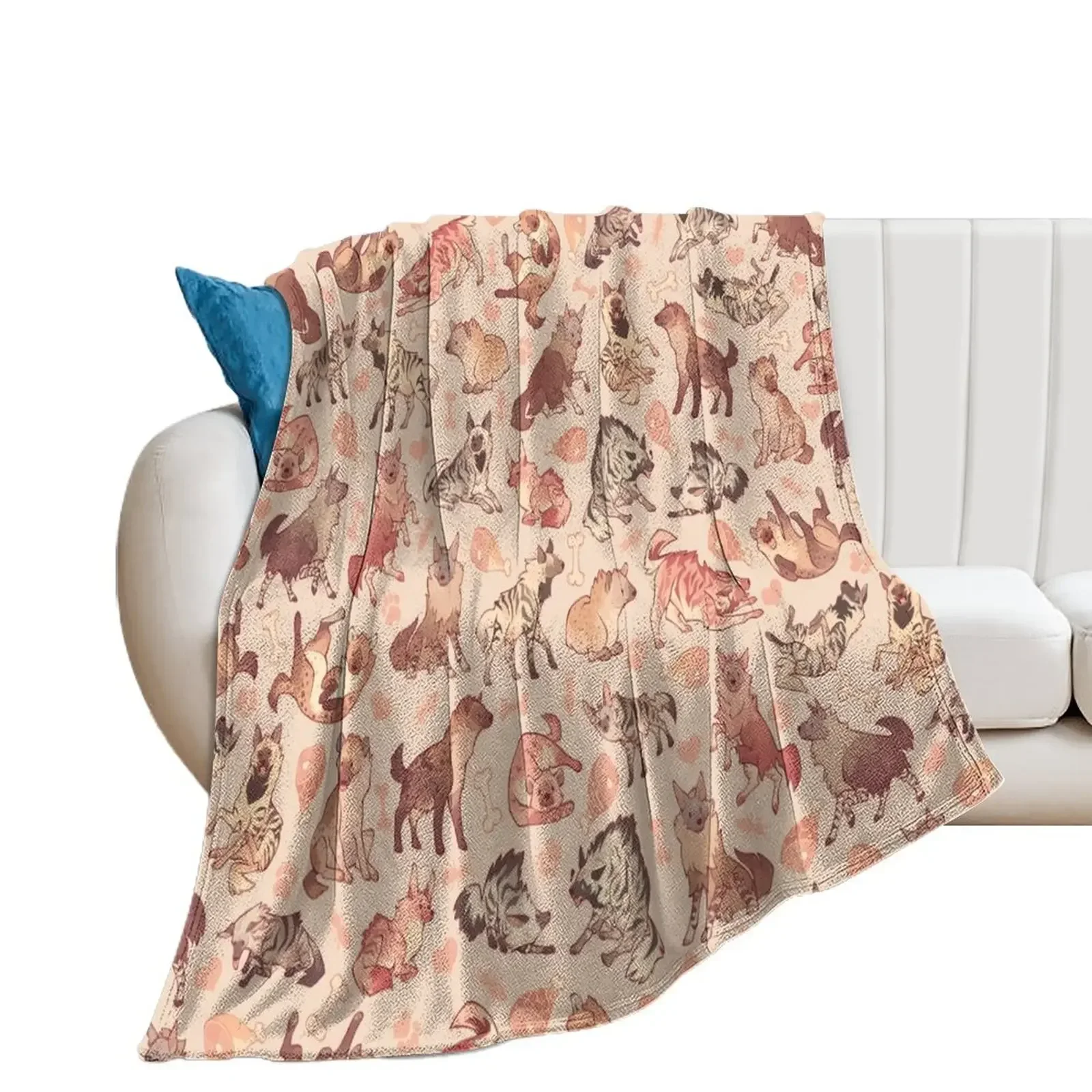 Hyenas in creamy orange Throw Blanket Travel Polar Blankets