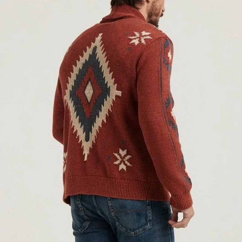 Winter Clothing Men's Graphics Knit Cardigan Sweater Long Sleeve Casual Premium Vintage Luxury Knitwear Streetwear Jacket M-3XL