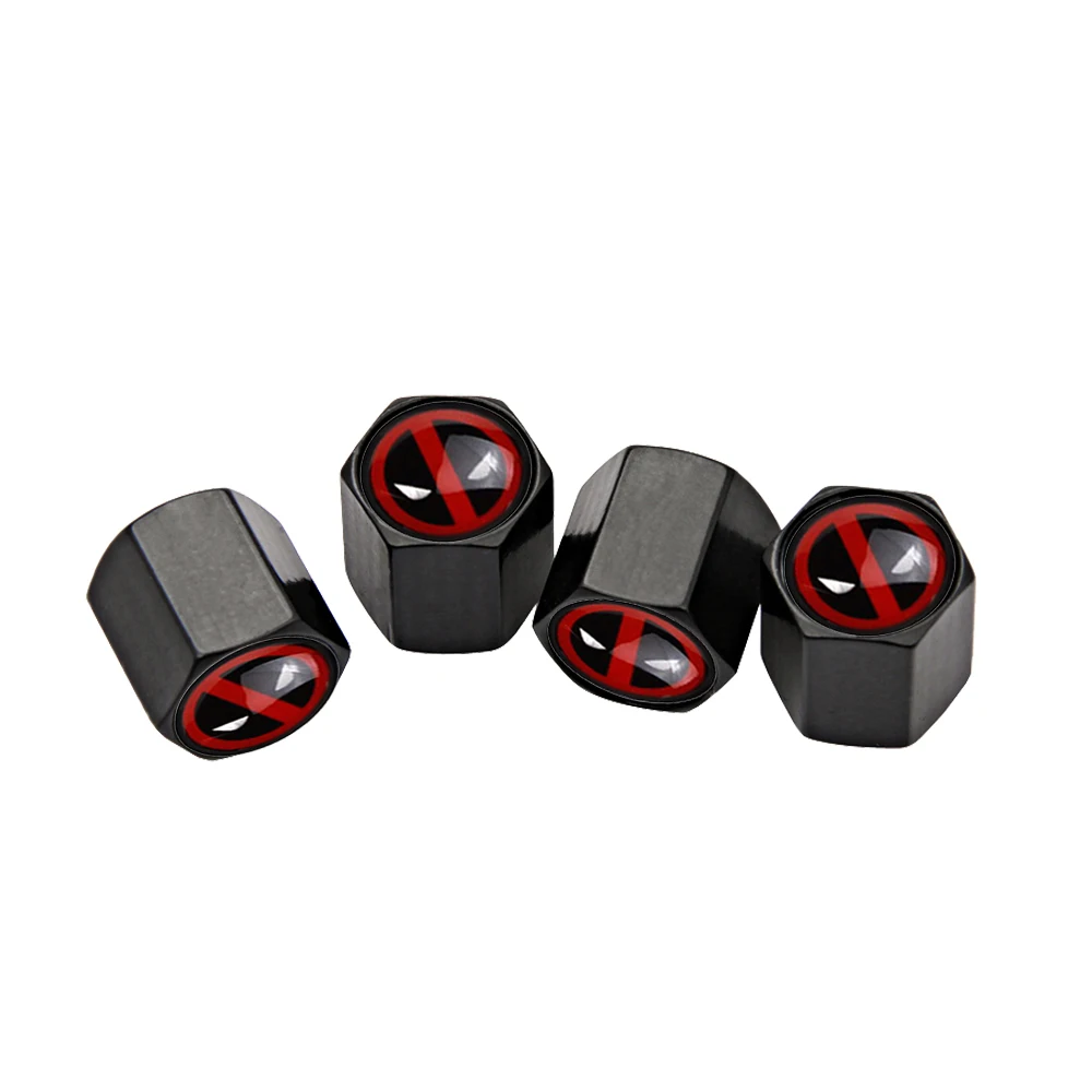 4pcs Anime Cartoon Marvel Deadpool Universal Car Wheel Tire Valve Stem Caps Air Covers for Volkswagen Maserati Mazda KIA Subaru - view 3