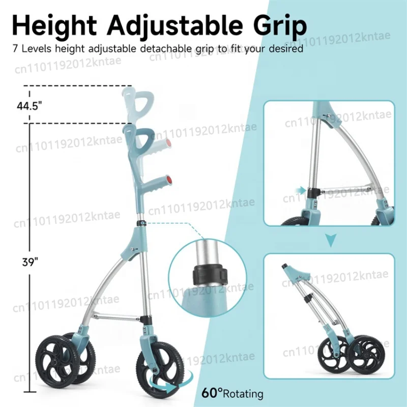 Foldable three-wheeled 3 Wheel Walker for Seniors, Lightweight Folding  junior one handed Walker