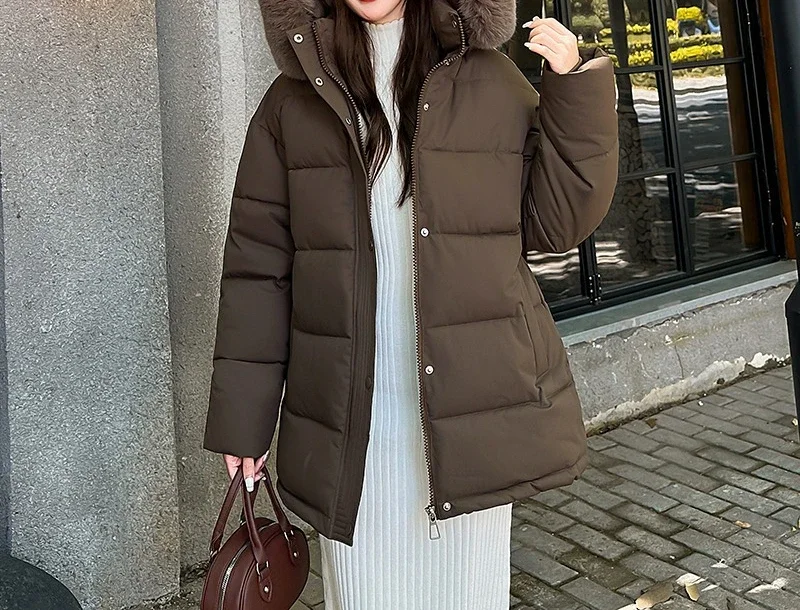 Thickened Cotton Jacket for Women in Winter 2026 New Style with Waist Cinched Hood and Short Down Cotton Jacket