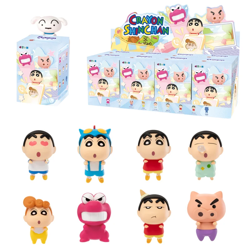 

Crayon Shin Chan Blind Boxs Toys Kawaii Figures Anime Original Genuine Model Mobile Phone Computer Screen Car Ornament Toys Gift