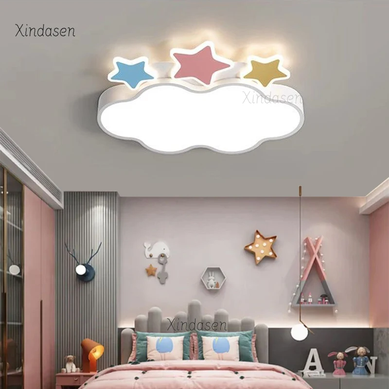 Kids Ceiling Lamp Stars Cloud Chandelier For Children Room Girls Bedroom Nursery Baby Lustre Led Ceiling Light люстра потолочная