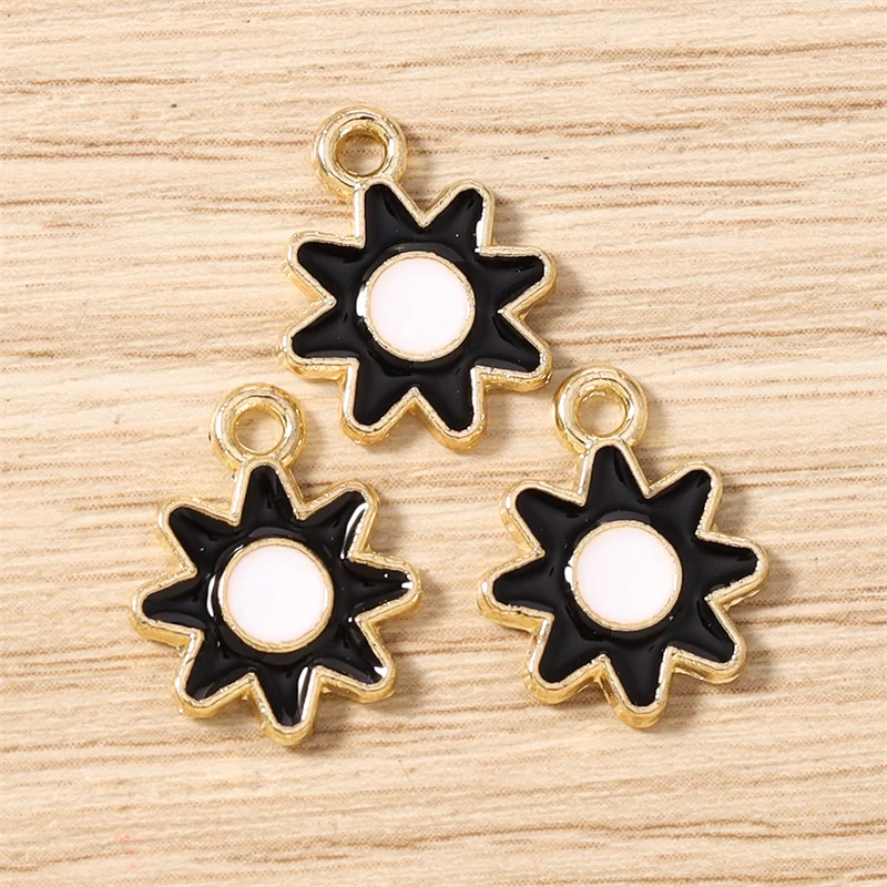 Tusember 20 Stück 12*16mm Niedliche Bunte Sonnenanhänger Emaille-Sonnenblumen-Charms für Schmuckherstellung Ohrringe Armband Halskette DIY Basteln – Detail 9