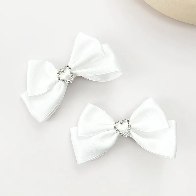 1 Paar herzförmige Strass-Satin-Haarspangen mit Schleife, mehrfarbige Vintage-Haaraccessoires für süße Haare, vielseitige Alltags-Lolita-Kopfbedeckung – Detail 10