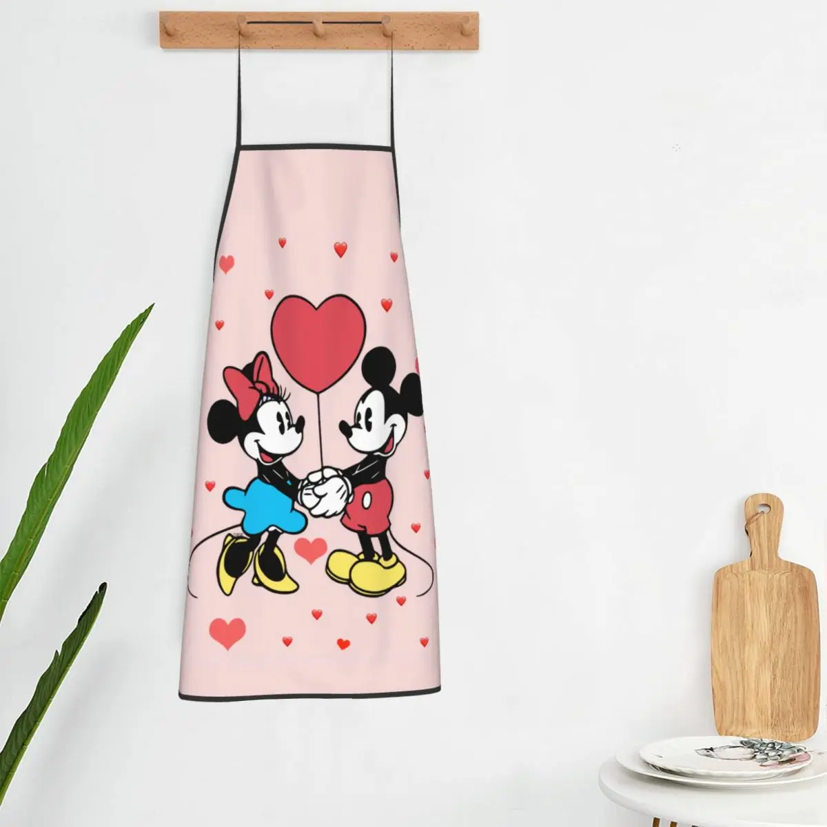 Custom Mickey Mouse Minnie Mouse Heart Bib Aprons Unisex Kitchen Chef Valentine Day Tablier Cuisine for Cooking Baking Painting