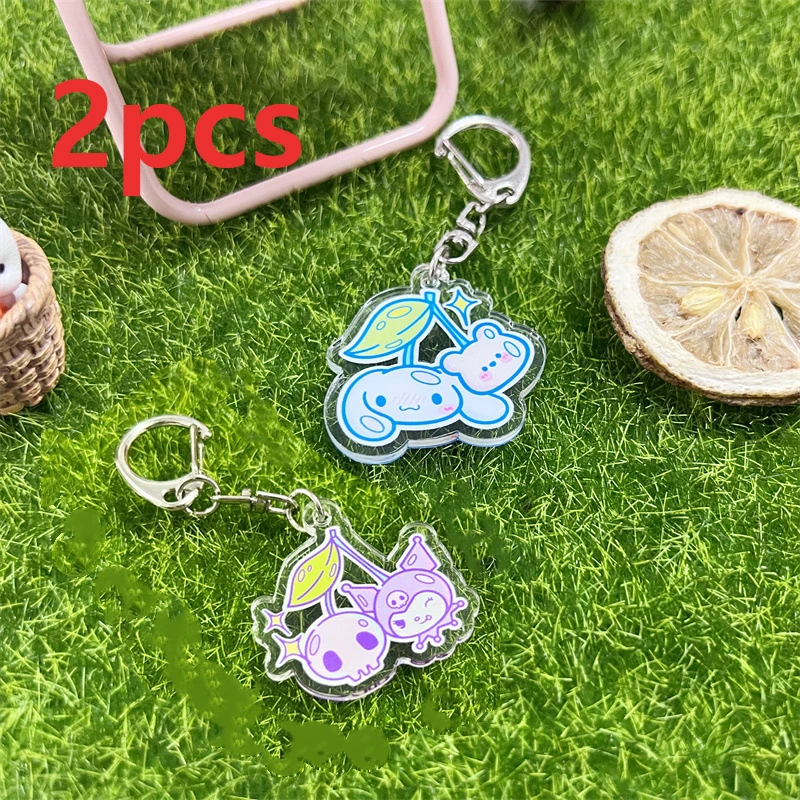 Christmas Hot Anime Sanrio Cherry Series Keychains Cute Cartoon Pendant Decorated Backpack Accessories for Girl Birthday Present