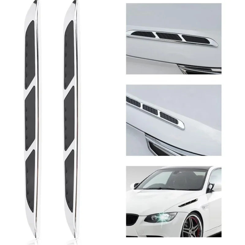 1pair Car Exterior Hood Side Door Air Flow Vent Cover Intake Grille Decorative Trim Sticker Universal Car Replacement Parts
