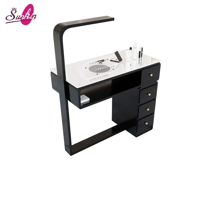 Modern Minimalist Marble Manicure Table 80cm Single Nail Desk With Built-in Vacuum Cleaner Beauty Salon Furniture