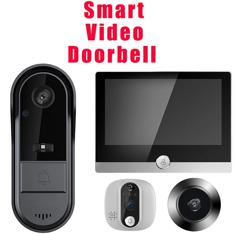 Rechargeable Tuya Wireless Radar Doorbell + 128G Memory Card Wifi Door Peepholes Camera PIR Motion Detection 1080P Night Vision