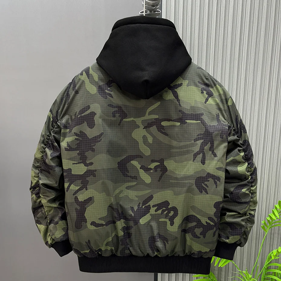 سترة شتوية سميكة للرجال 11XL مقاس كبير سترات مموهة موضة غير رسمية معطف شحن دافئ ملابس خارجية خارجية للرجال مقاس كبير