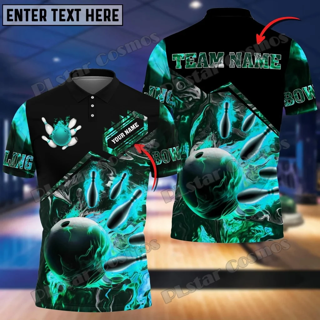 Multicolor Bowling And Pins Premium Customized Name 3D Printed Men's Polo Shirt Summer Street Unisex Casual Polo shirt WK104