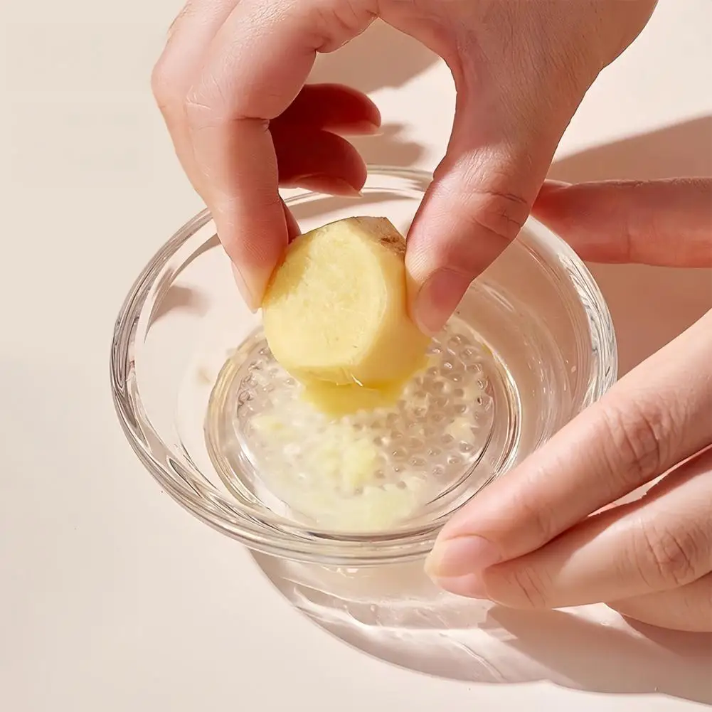 Garlic Press Alternative Multifunctional Garlic Grater Glass Garlic Grater Bowl with Ginger Mincer Plate for Wasabi