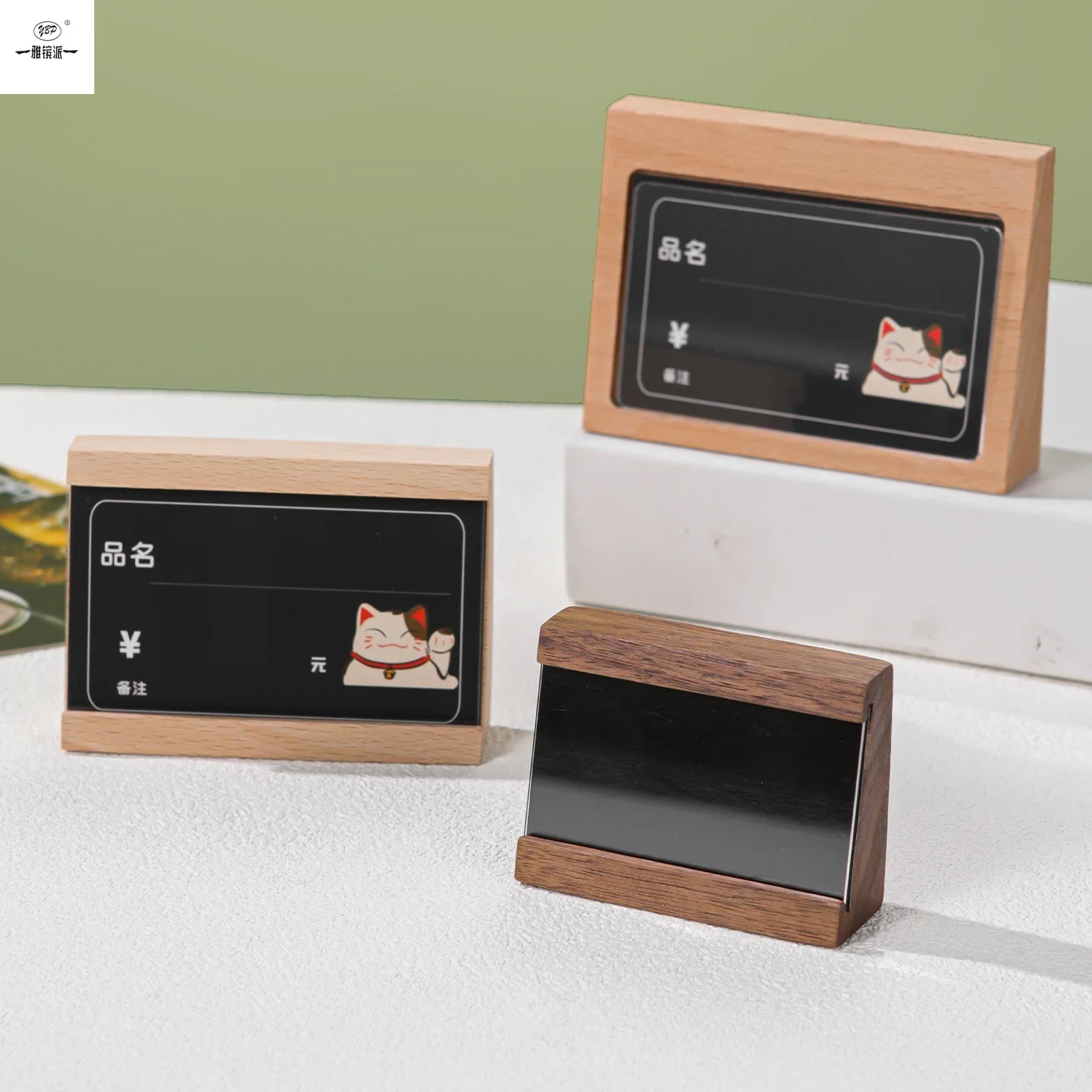 5pcs/lot Solid Wood Price Tag Sign Holder Display Stand Snack Price Card Tag Mini Label Holder Table Number Stand Display