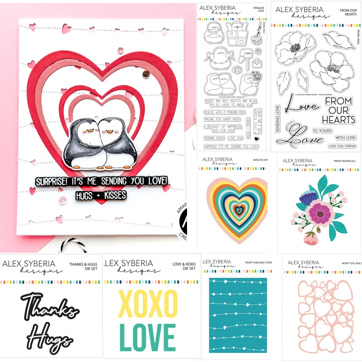 

Penguin Love Hearts Flower XOXO Letter Metal Cutting Dies Clear Stamps DIY Scrapbook Make Card Craft Template Decoration 2025