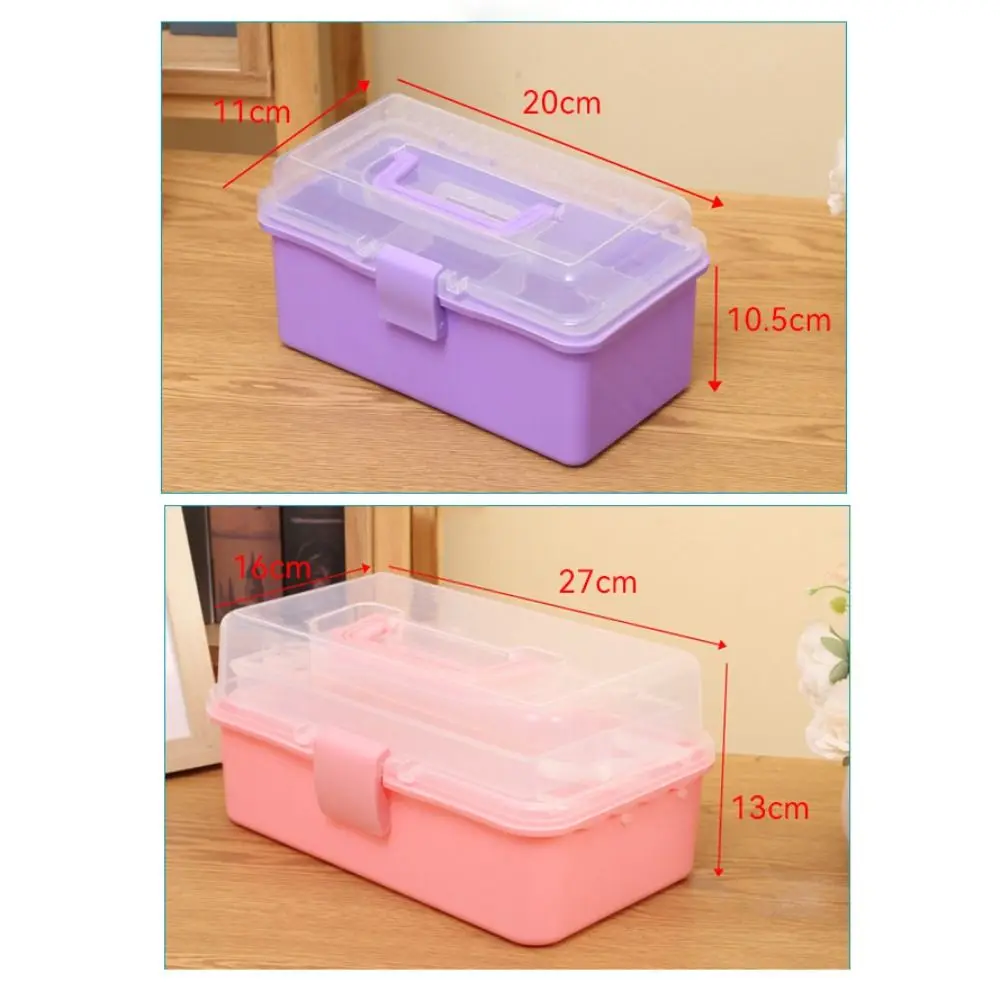 2/3 Layers Foldable Large Capacity Storage Box Multifunctional Plastic Portable Makeup Hairpin Organizer Nail Art Jewelry Box