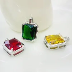 Buyee 925 Sterling Silver Stone Pendant Chain Light Blue Yellow Crystal Necklace for Women Party Fine Jewelry Collarbone Chain