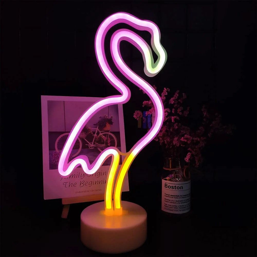 Flamingo neon lights, USB or battery powered, bedroom, birthday party, wedding, Valentine\'s Day, garden, home decoration light