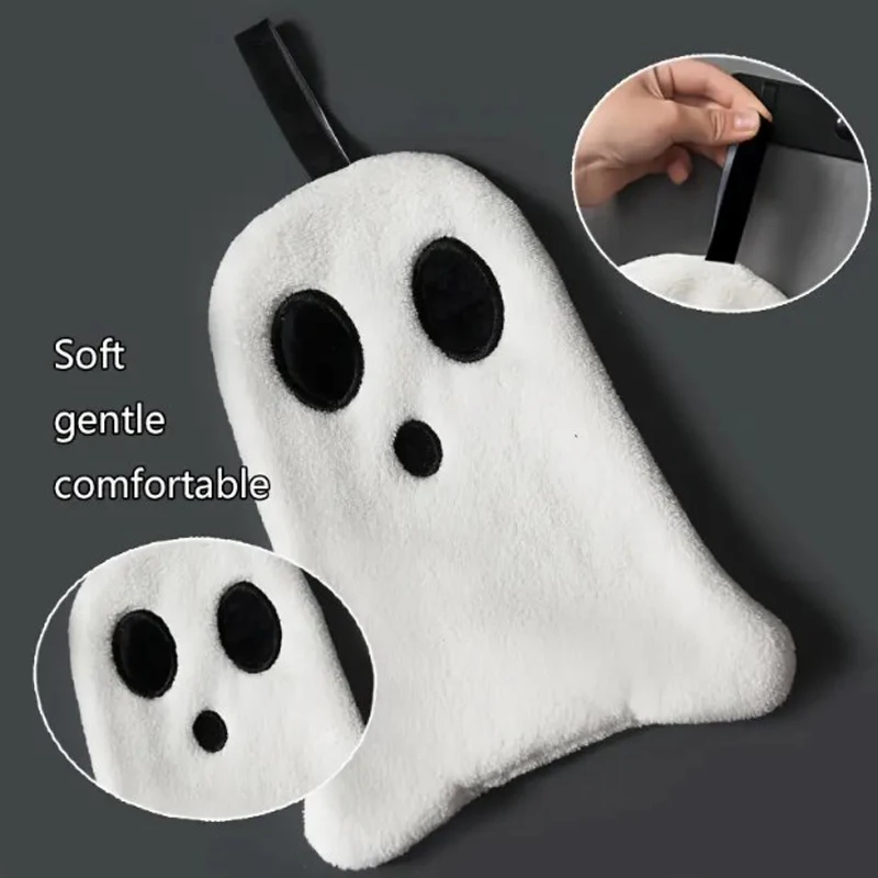 1/2/4 Halloween ghost handkerchief, absorbent coral hand towel, cute kitchen and bathroom hanging decorations, Halloween gifts